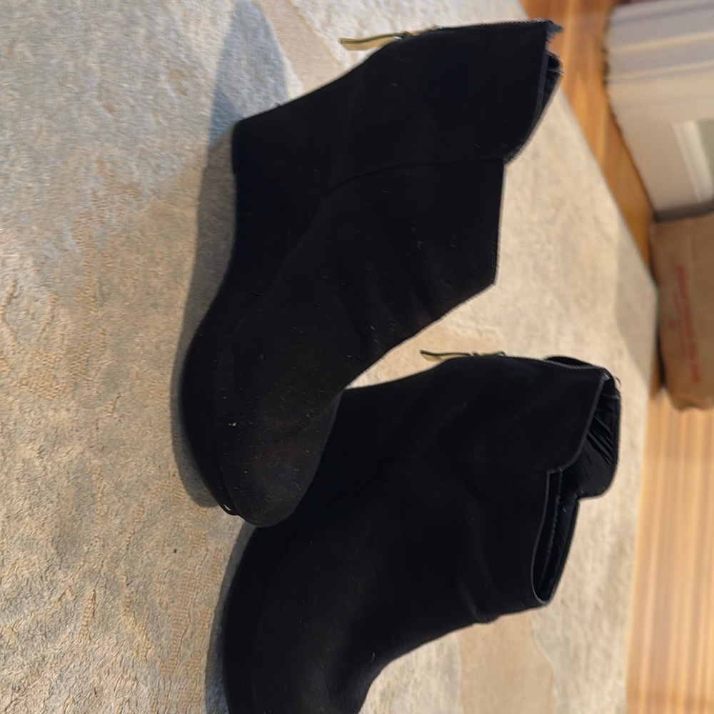 christian soriano for payless black wedge booties with zipper